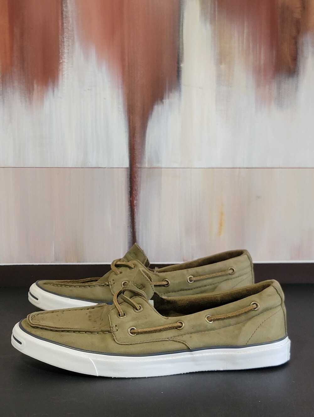 Jack Purcell Boat Shoe Ox Men's US 9.5 EU 42.5 Olive/White Nubuck Lace-Up